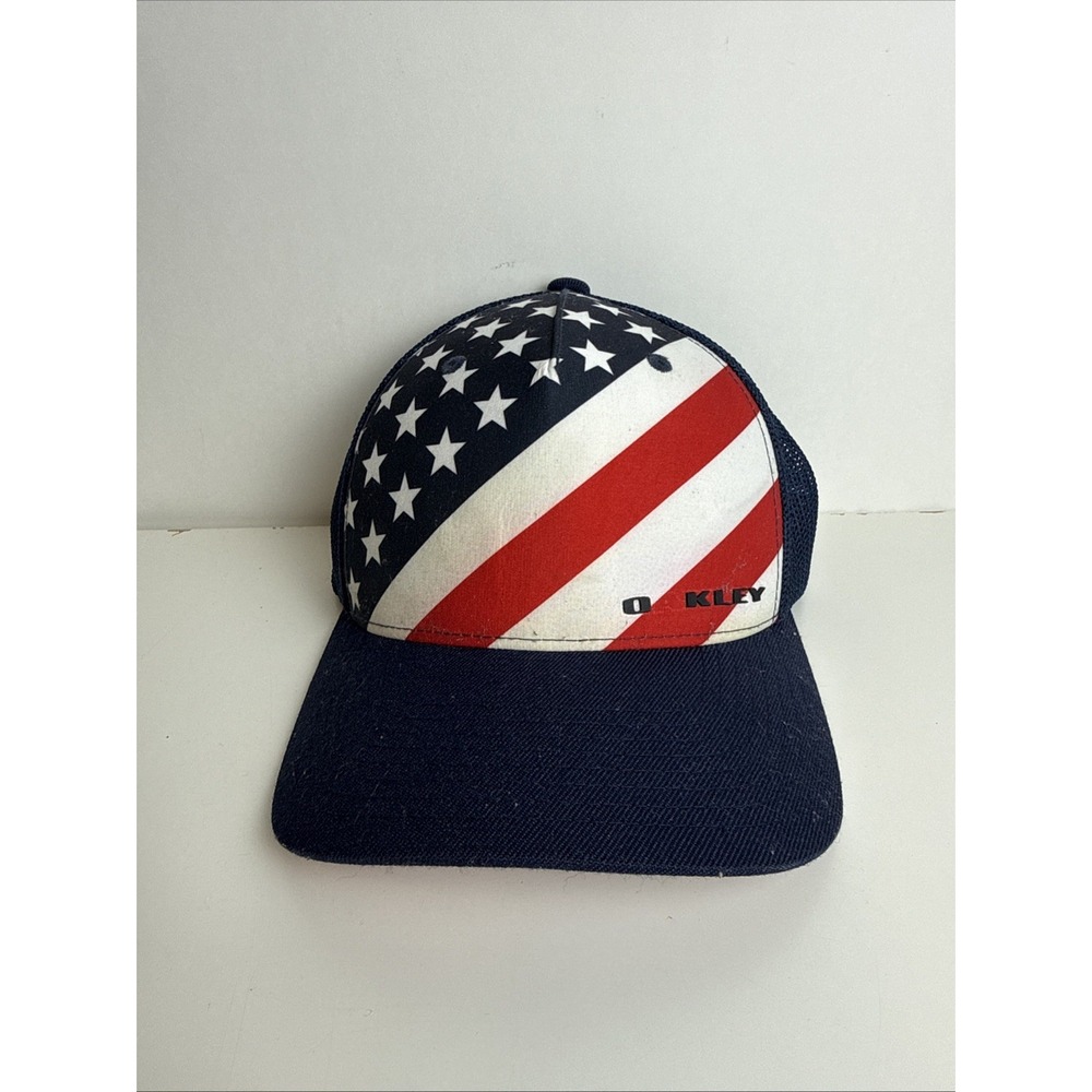 Oakley Ha5 Cap Flex Fit S/M Stars & Stripes Golf Hat Mesh Trucker Mens